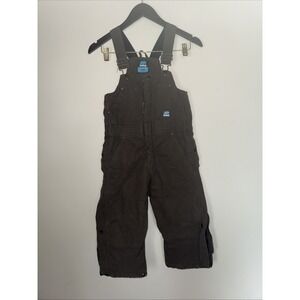 Berne Overalls Canvas Insulated Brown Youth Boys XS Outdoor Work Bibs Snow Zip